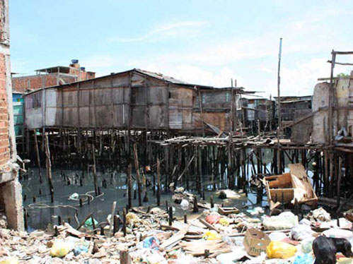 Favelas de palafitas são comuns nas capitais brasileiras e um exemplo de grave problema social e ambiental.