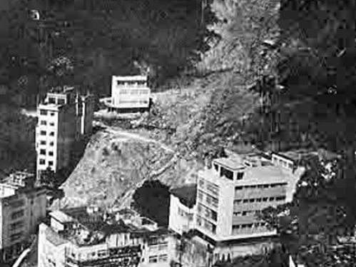 Desmoronamento no Rio de Janeiro durante o verão de 1966.