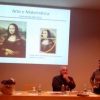 Professor Manuel Saraiva e Professora Ana Madalena Teixeira a demonstrar a presença do número de ouro no quadro "Monalisa".