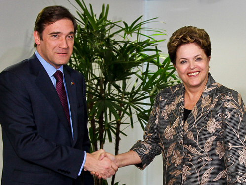 Passos Coelho durante o encontro com Dilma Rousseff.