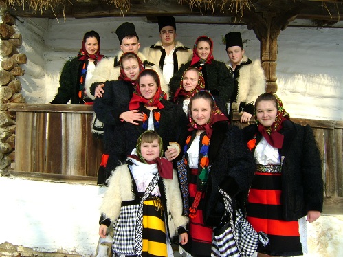 Carolers in Maramureș, a northern region of Romania