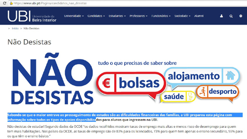 O site da campanha tem informação detalhada sobre as bolsas de que podem beneficiar os estudantes da Academia ubiana