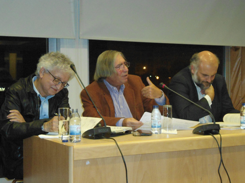 Os escritores Fernando Dacosta e Manuel da Silva Ramos e o Presidente da Câmara Municipal do Fundão, Paulo Fernandes