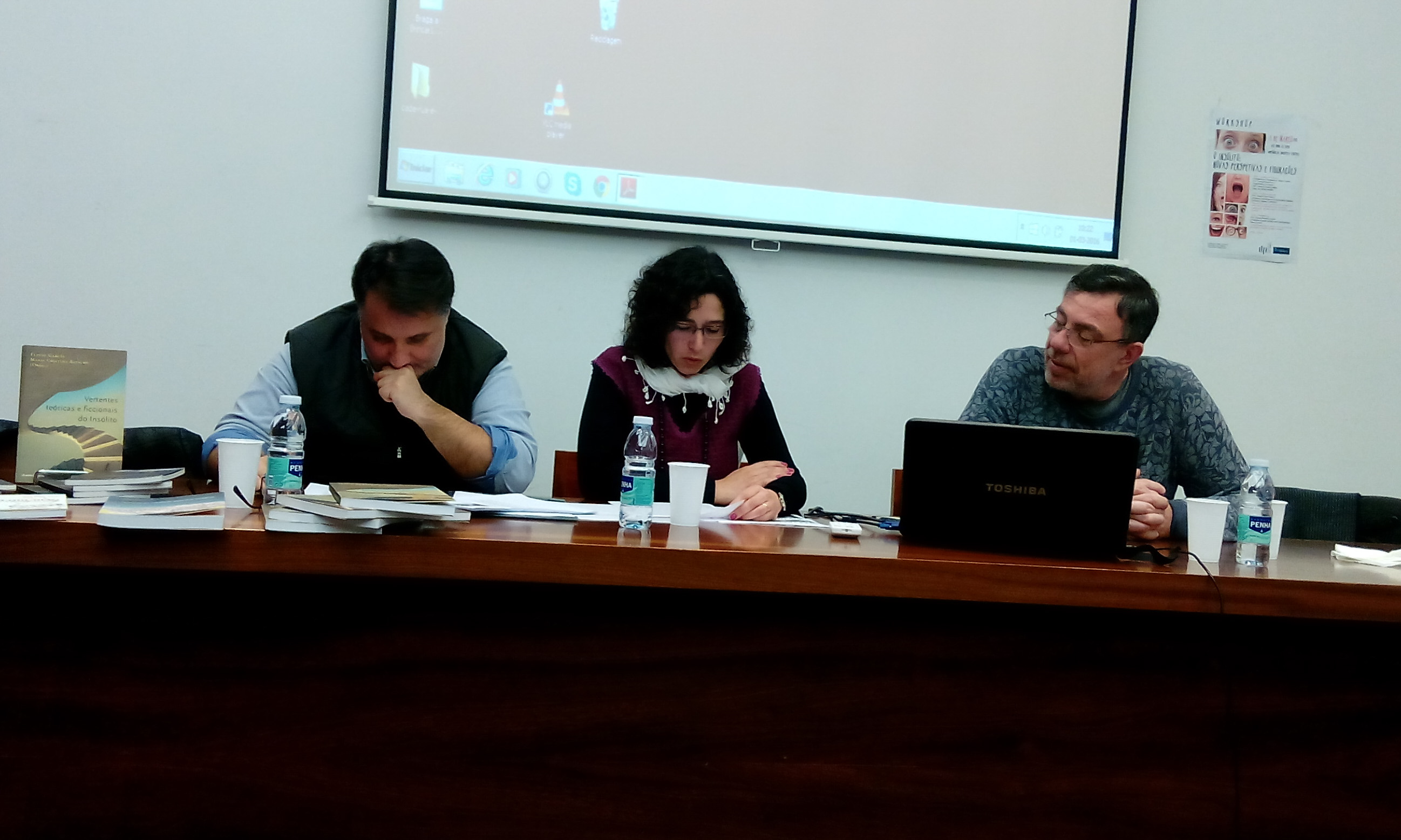 Eduardo Camilo, Cristina Vieira e Flavio García durante o workshop