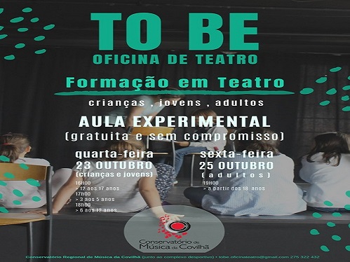 Cartaz da aula experimental de teatro. Créditos: To Be- Oficina de Teatro 