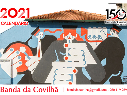 Calendário contém mural presente numa das paredes da sede da Banda da Covilhã