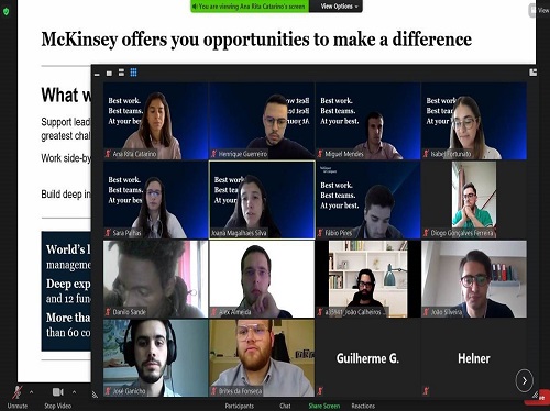 A sessão de divulgação com a Consultora McKinsey realizou-se por via Zoom