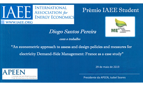 “An econometric approach to assess and design policies and measures for electricity Demand-Side Management: France as a case study” foi o artigo premiado